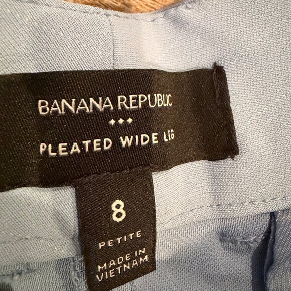 BANANA REPUBLIC PLEATED WIDE LEG BLUE PANTS SIZE 8 PETITE - Picture 8 of 10